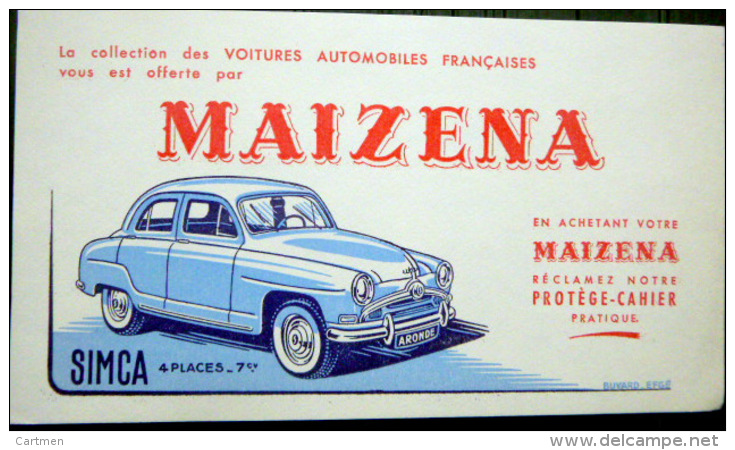 2 BUVARDS  ANCIENS  AUTOMOBILE  SIMCA 4 PLACES  FARINE MAIZENA  DEUX EXEMPLAIRES - Automobil