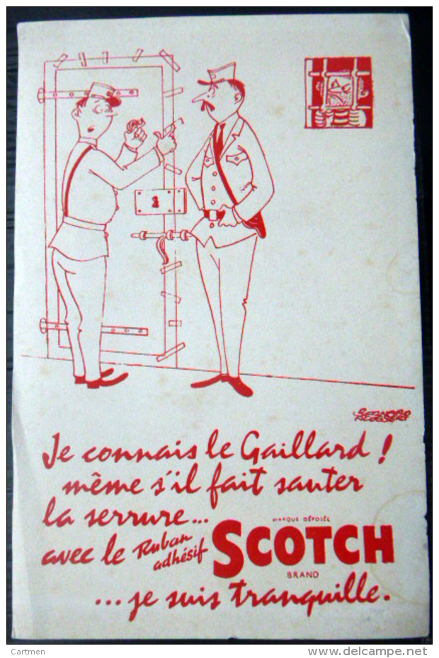 BUVARD  ANCIEN  RUBAN ADHESIF SCOTCH  PRISON CRIMINOLOGIE GENDARMES GARDIENS - Autres & Non Classés