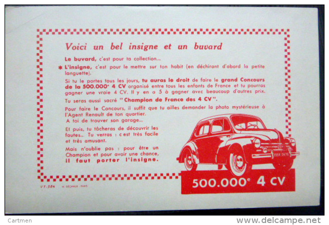 BUVARD  ANCIEN AUTOMOBILE 4 CHEVAUX  VOITURE 500 000° 4 CV - Auto's