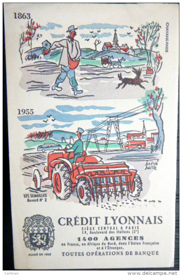 2 BUVARDS  ANCIENS TRACTEUR LABOUR SEMAILLES BANQUE CREDIT LYONNAIS  DEUX EXEMPLAIRES - Agriculture