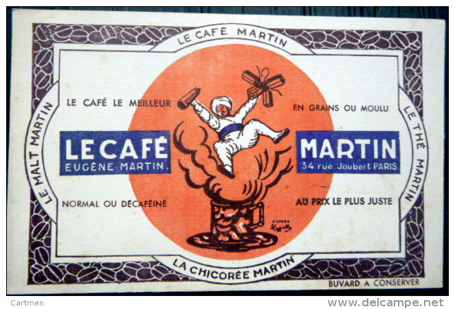 2 BUVARDS ANCIENS  LE CAFE MARTIN  CAPPIELLO   ILLUSTRATEUR  DEUX EXEMPLAIRES DIFFERENTS - Coffee & Tea