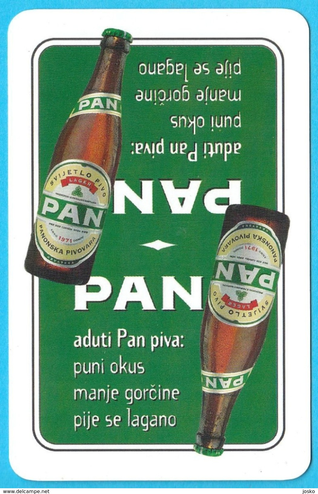 PAN BEER - Single Card ( Croatian Famous Beer Brand ) * Belot Swap Playing Cards * Bière Bier Cerveza Birra - Playing Cards (classic)