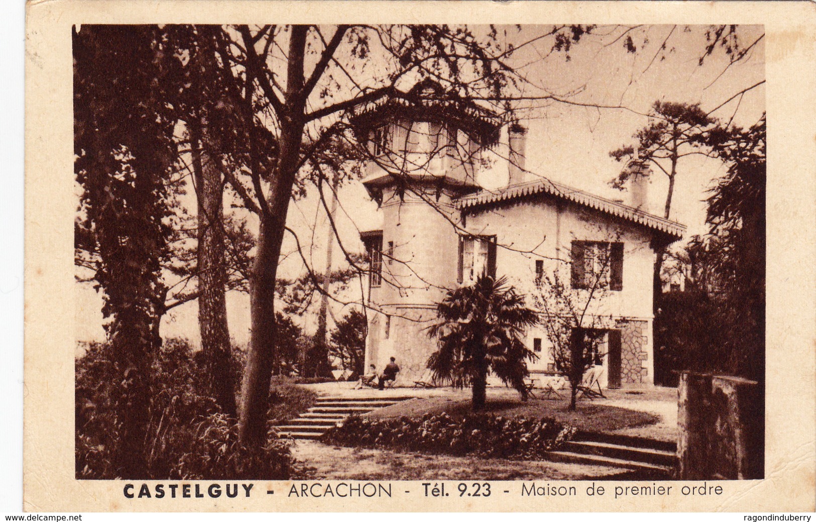 CPA - 33 - ARCACHON - CASTELGUY Maison De Premier Ordre Tél 9.23 Voy 1938 Scan Recto Verso - CARTE PEU COMMUNE - - Arcachon