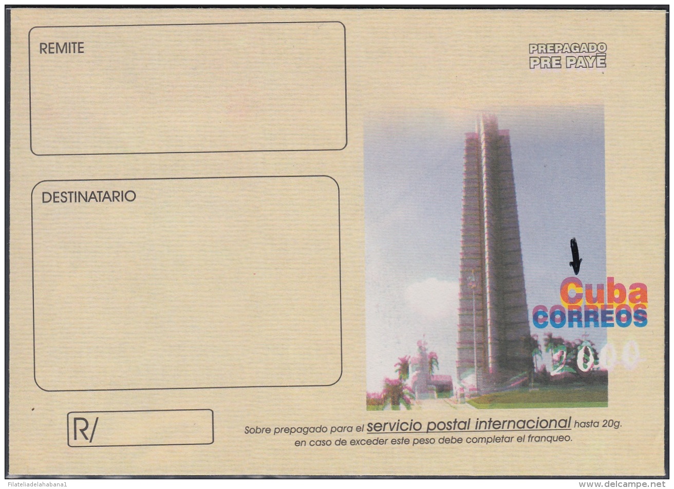 2000-EP-155 CUBA 2000. Ed.8. PLAZA DE LA REVOLUCION. ENGRAVING ERROR DISPLACED COLOR. - Covers & Documents