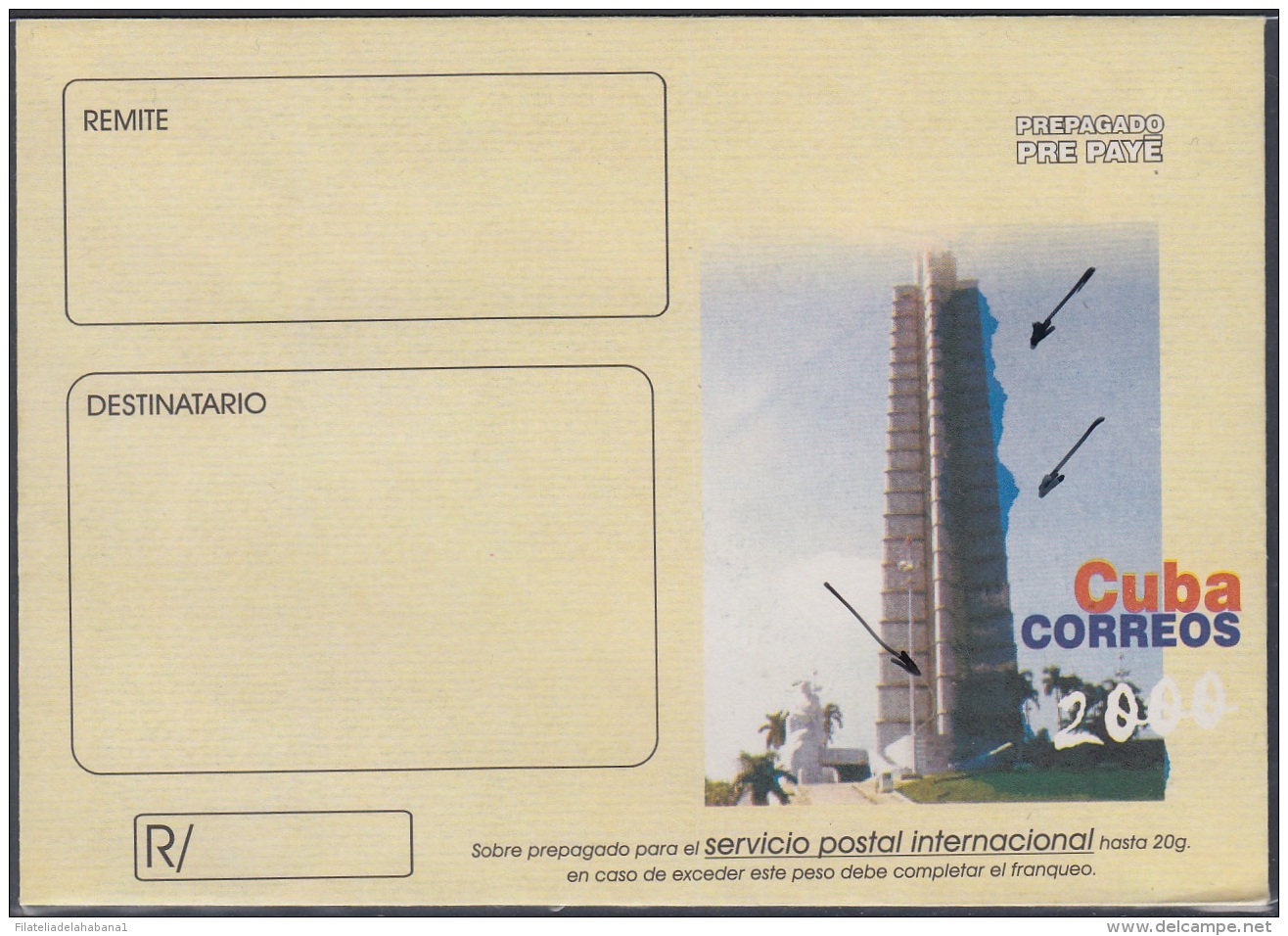 2000-EP-160 CUBA 2000. Ed.8. PLAZA DE LA REVOLUCION. ENGRAVING ERROR BLUE COLOR. - Covers & Documents