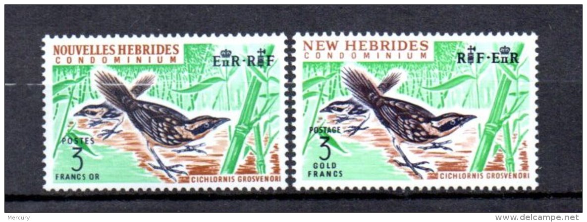 NOUVELLES-HEBRIDES - 3 F. Oiseau De 1965 Neufs LUXE Anglais Et Français - Nuevos