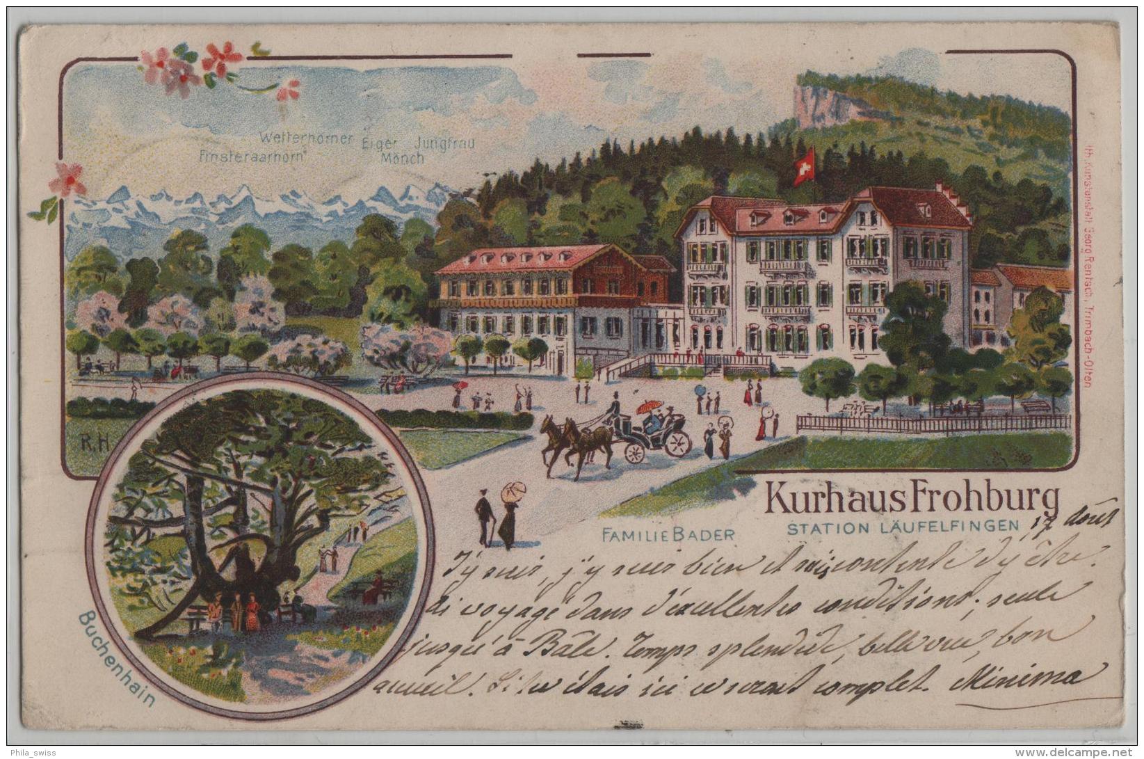 Kurhaus Frohburg Station Läufelfingen - Familie Bader - Buchrain - Litho Georg Rentsch - Animee Belebt - Autres & Non Classés