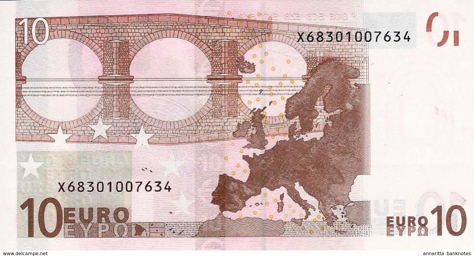 European Union (ECB) 10 Euro 2002 Germany Letter: E UNC Cat No. P-9x / EU102x2 - 10 Euro