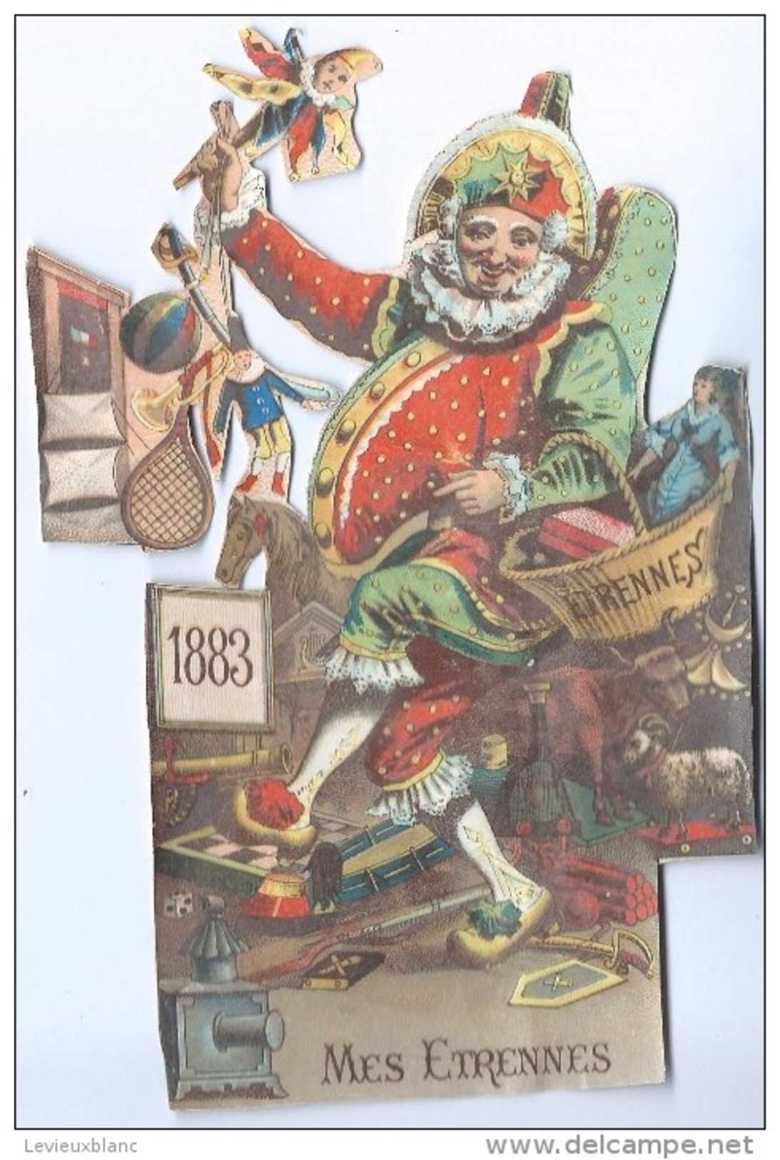 Découpage/Un Polichinelle De Noël/Avec Beaucoup De Jouets /Mes étrennes /1883   DEC37 - Kerstmotief