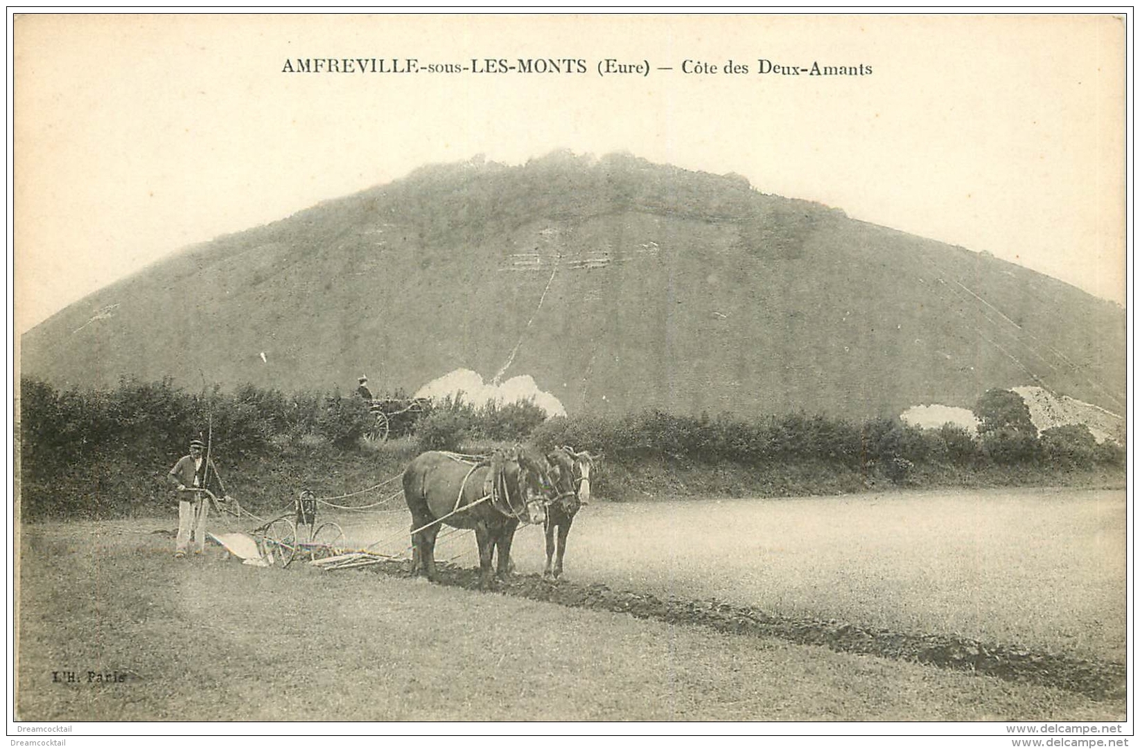 27 AMFREVILLE-SOUS-LES-MONTS. Laboureur Et Chevaux Côte Des Des Deux Amants - Autres & Non Classés