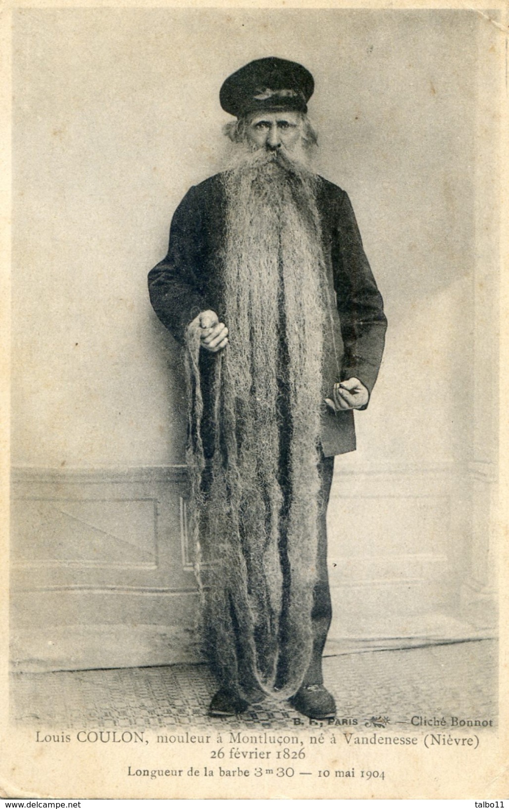 03 - Louis Coulon - Mouleur à Montluçon - Né à Vandenesse - Barbe Longue De 3,30 Mètres En Mai 1904 - Autres & Non Classés