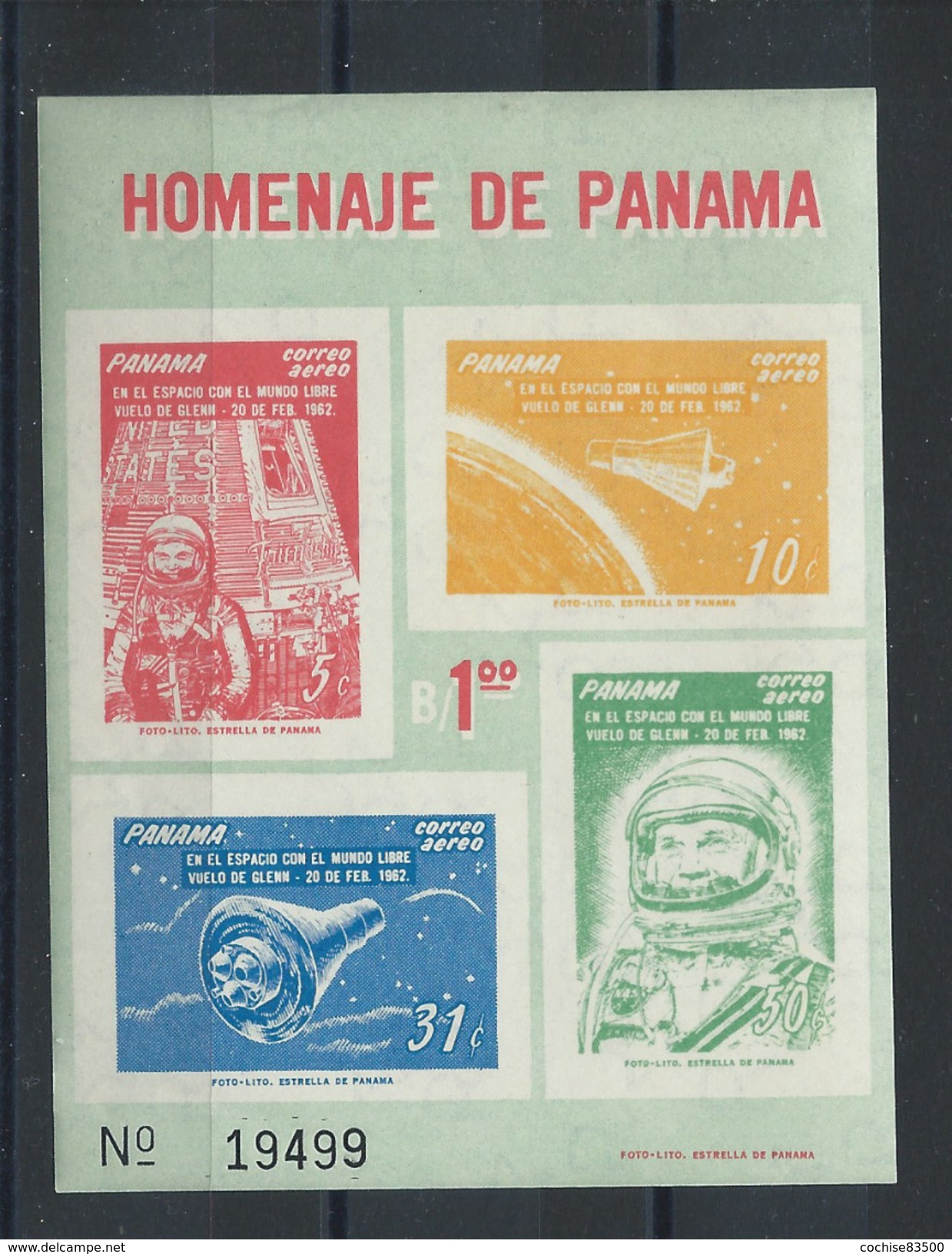 Panama Bloc N° 12** (MNH) 1962 - Vol Spatial De Glenn - América Del Norte