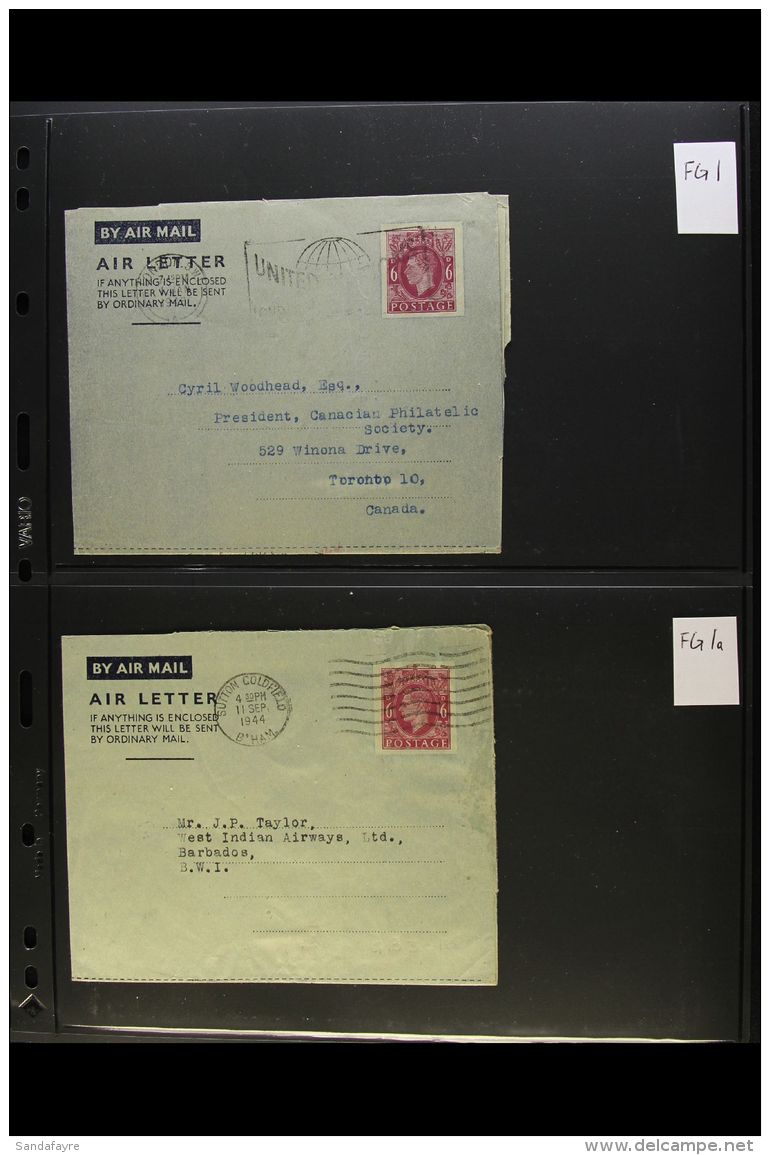 AEROGRAMMES 1943-1951 Used Collection Of All Different Air Letter Sheets, All Identified, Inc 1943 6d (x5, All... - Sonstige & Ohne Zuordnung