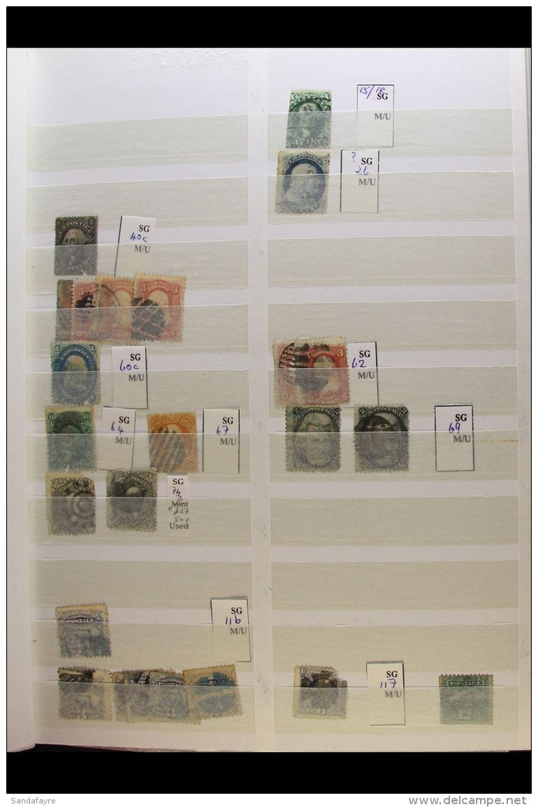 CHEAP SORTER CARTON. All Periods Chiefly Used Stamps On Various Pages &amp; In A Stockbook, Inc 1851-57 10c (cut... - Otros & Sin Clasificación