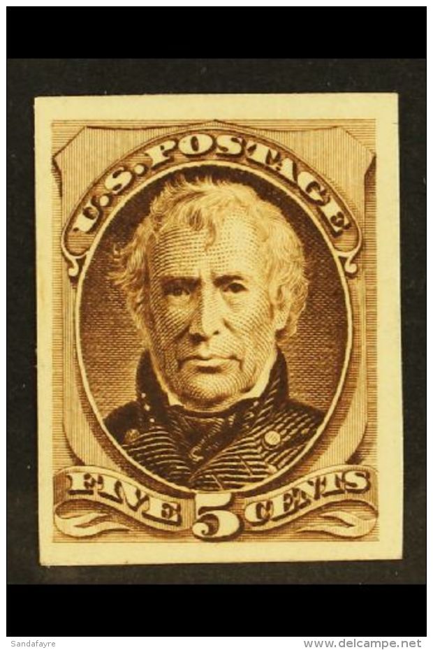 1875 5c President Taylor "Goodall" Small Die Proof On Indian Paper Printed In Deep Brown, Scott 179TC2d. Superb.... - Sonstige & Ohne Zuordnung