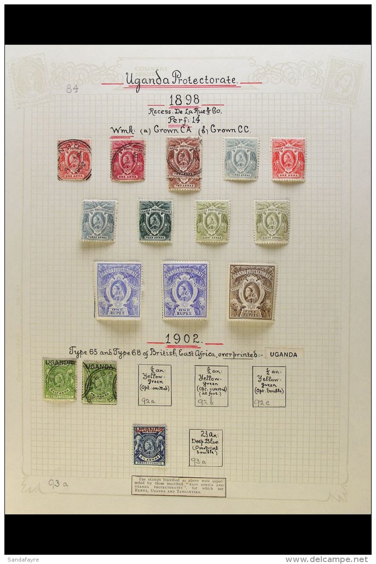 1896-1902 OLD TIME COLLECTION Presented On Written Up Album Pages. A Mint &amp; Used Range That Includes 1896 1a... - Uganda (...-1962)
