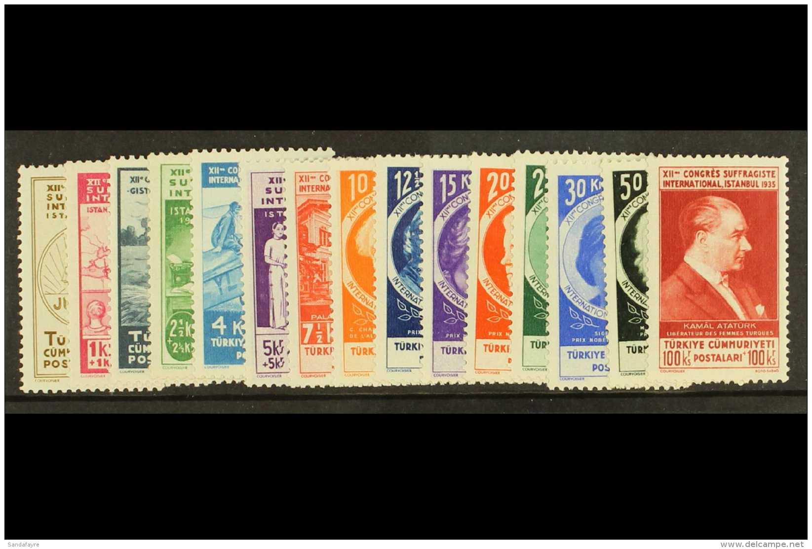 1935 International Women's Congress Set, Mi 985/99, Fine Never Hinged Mint, 100k Coupled Nibbled Perfs. Cat... - Sonstige & Ohne Zuordnung
