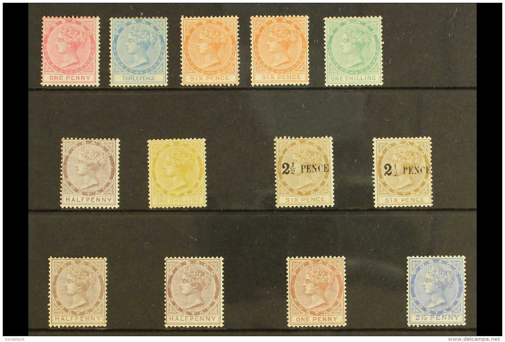 1879-84 MINT SELECTION On A Stockcard. Includes 1879 Fiscal "Provisional" Stamps (wmk CC) 1d, 3d, 6d X2, Plus 1s... - Trinité & Tobago (...-1961)