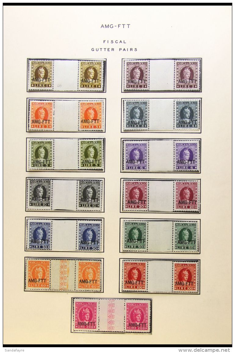 ALLIED MILITARY GOVERNMENT REVENUE STAMPS Fiscal "Marca Da Bollo" Set To 200L  In Never Hinged Mint GUTTER PAIRS.... - Otros & Sin Clasificación