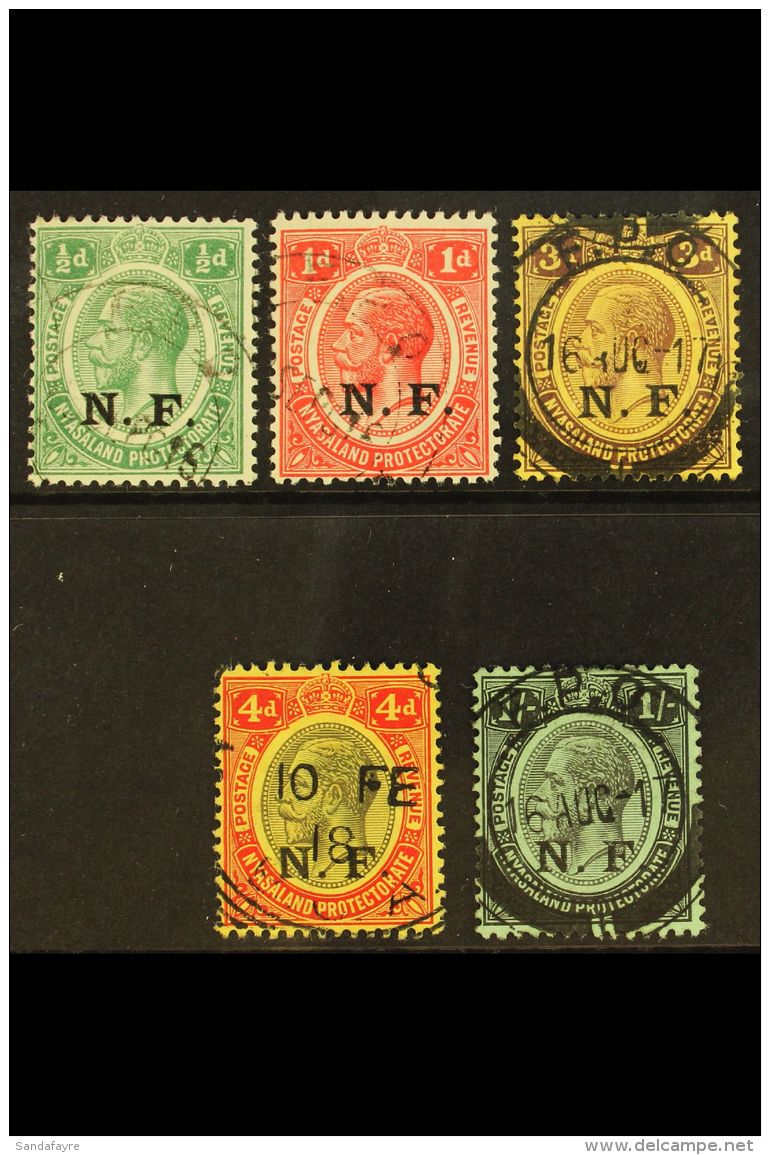 NYASALAND-RHODESIAN FORCE 1916 "N.F." Overprints Complete Set, SG N1/5, Very Fine Cds Used, 4d With No Serifs At... - Tanganyika (...-1932)