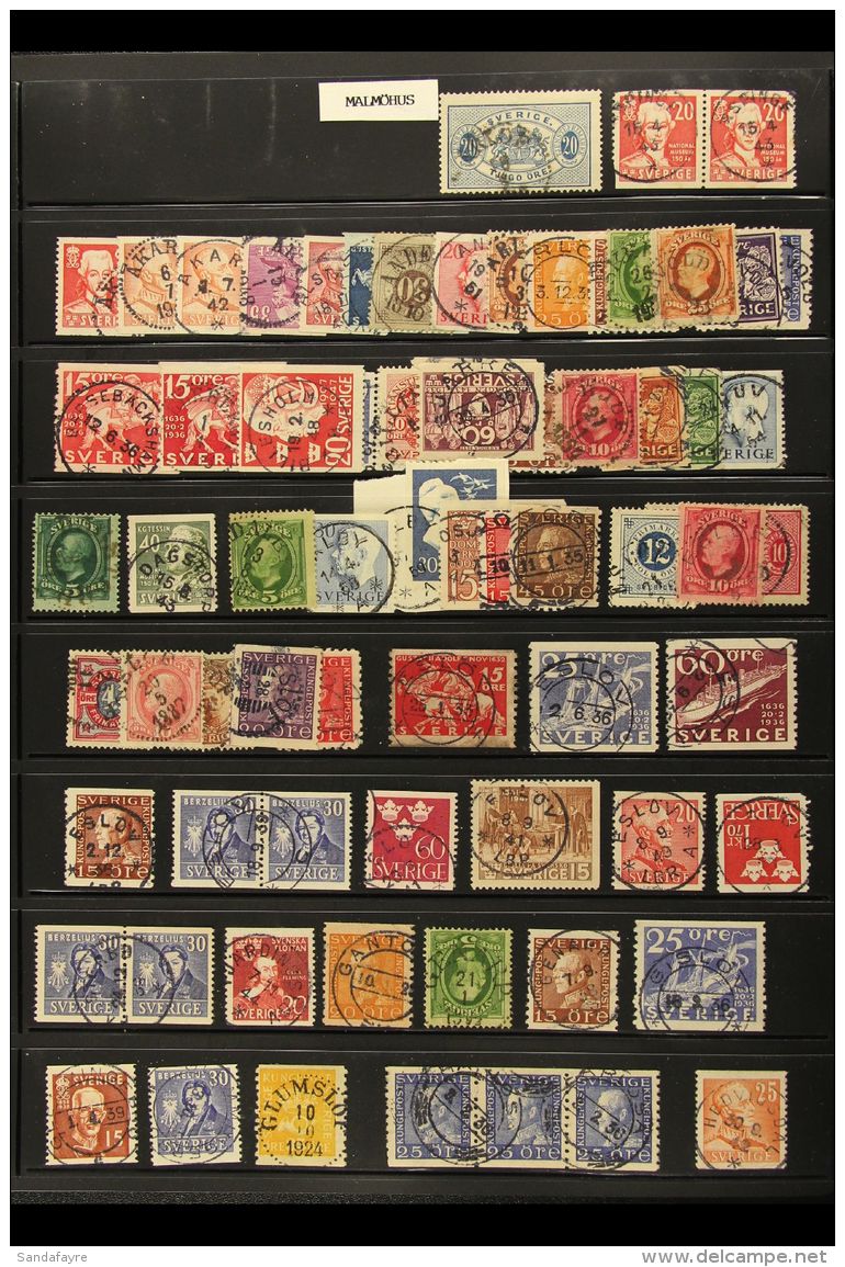 POSTMARKS (MALMOHUS) A Lovely Collection Of Postmarks On Earlier Issues From The 19th Century To About 1950 For... - Otros & Sin Clasificación