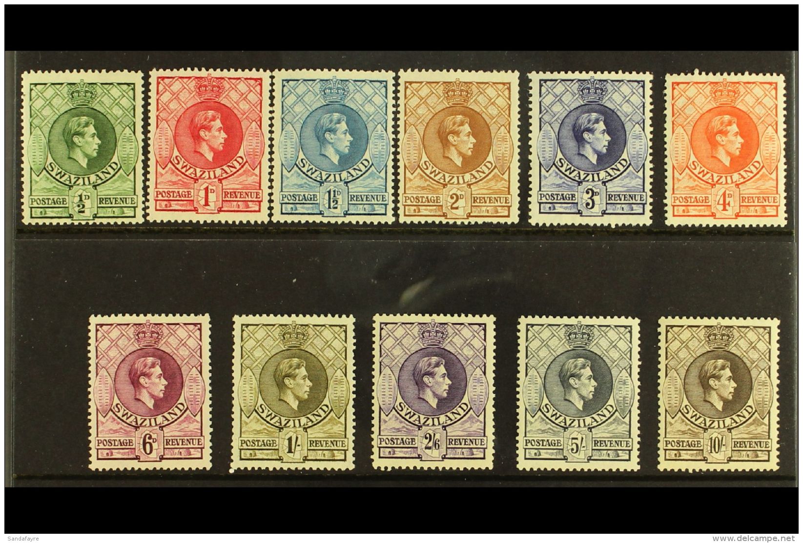 1938-54 KGVI Definitives Complete Basic Set, SG 28/38a, Never Hinged Mint. (11 Stamps) For More Images, Please... - Swaziland (...-1967)