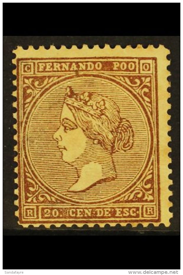 FERNANDO POO 1868 20c Brown, SG 1, Lightly Hinged Mint With Minor Traces Of Gum Discolouration. An Attractive... - Altri & Non Classificati