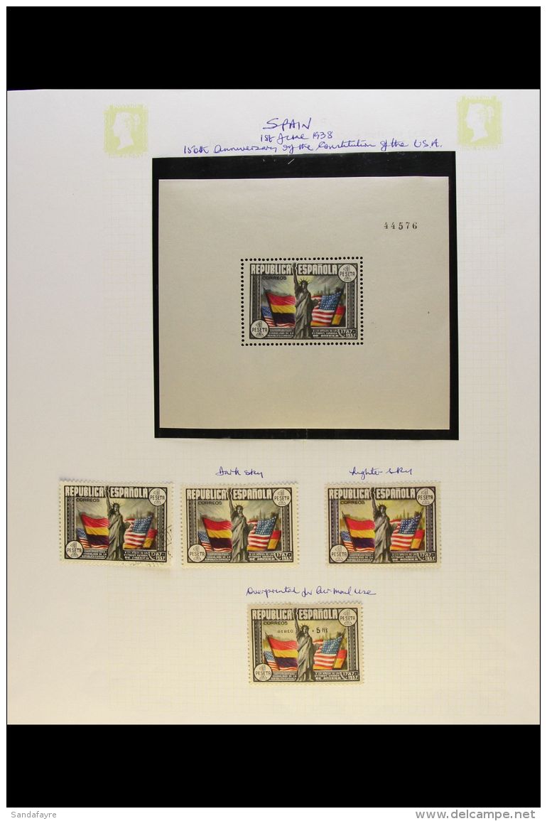 1938 1p Multicoloured, 150th Anniv Of US Constitution, SG 845 3 Stamps Of Differing Shades, The Min Sheet SG MS... - Sonstige & Ohne Zuordnung