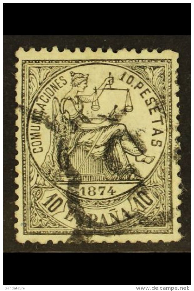 1874 10p Black "Justice" Allegory, SG 226,  Used With Neat Arana "5" Cancel Of Granada. Tiny Hinge Thinning Patch... - Otros & Sin Clasificación