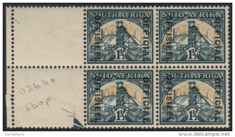 OFFICIAL 1944-50 1&frac12;d Blue-green &amp; Yellow-buff With Diaeresis Over Second "E" In "OFFISIEEL" SG.O33a, In... - Sin Clasificación