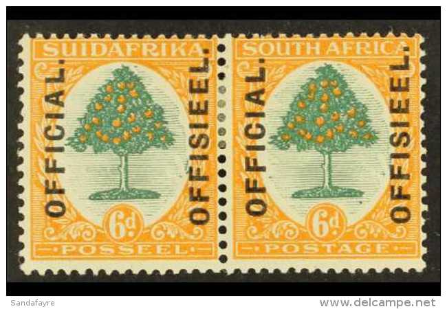 OFFICIAL 1926 6d Green And Orange, Overprint Reading Upwards With Stops, SG O4, Fine Mint Pair. For More Images,... - Sin Clasificación