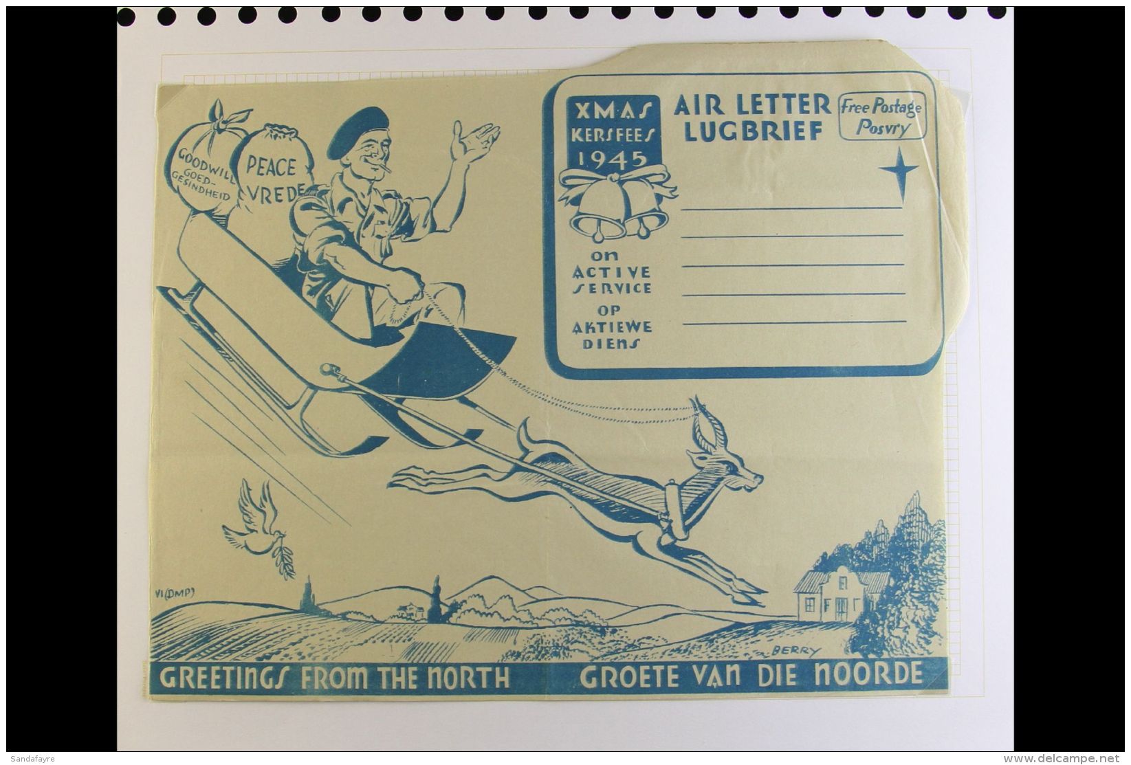 1945 ON ACTIVE SERVICE CHRISTMAS AIRLETTER, Distributed To Soldiers, Free Postage For Messages Back Home,... - Sin Clasificación