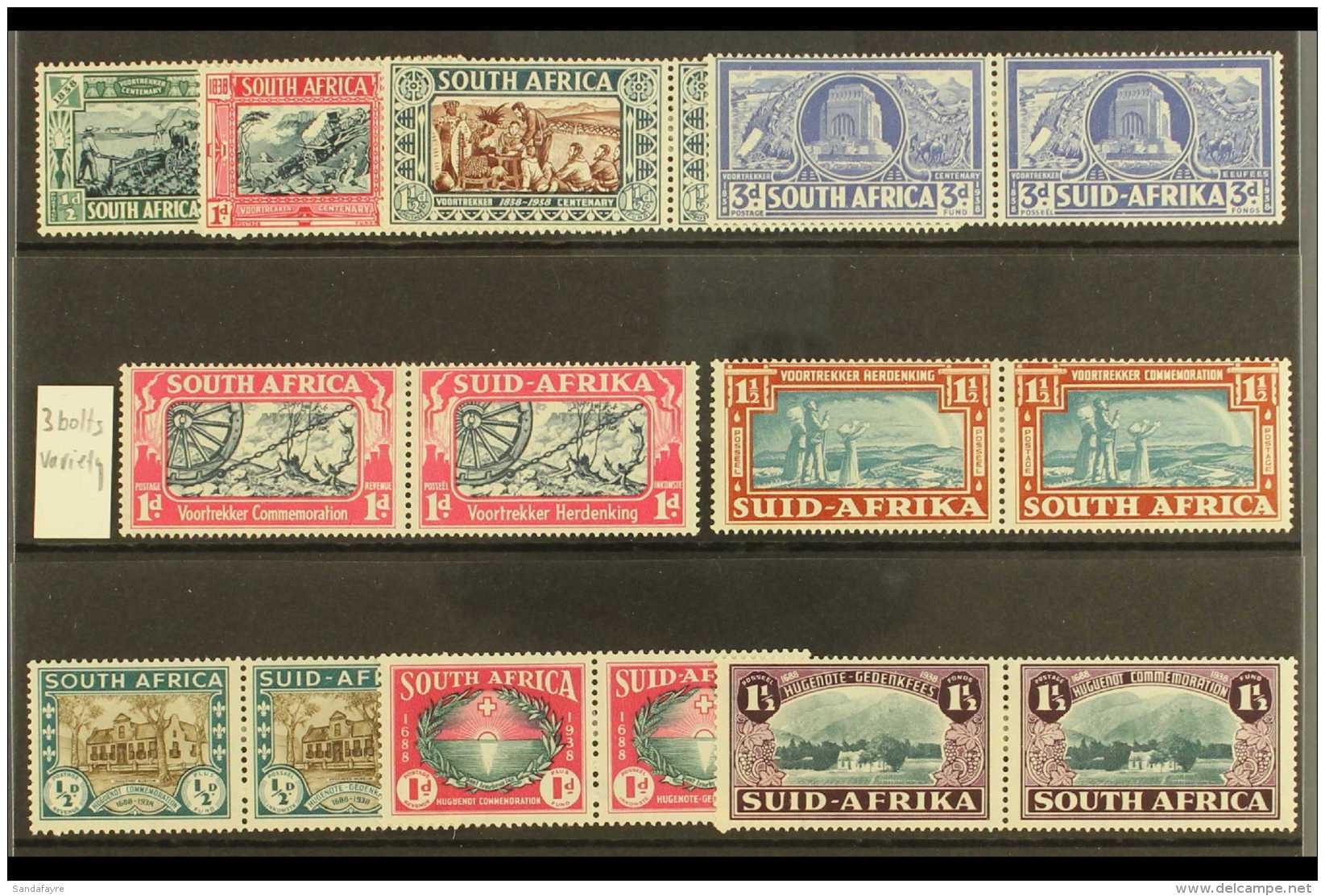 1938 Both Voortrekker Complete Sets Inc 1d 'Three Bolts In Wheel Rim' Variety (SG 80a) And 1939 Huguenots Complete... - Non Classés