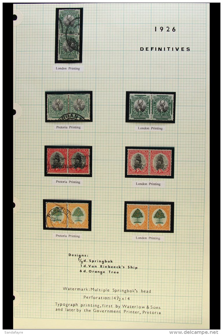 1926-7 DEFINITIVES FINE MINT &amp; USED COLLECTION - Includes London Printing Mint Set &amp; Pretoria Printing... - Sin Clasificación