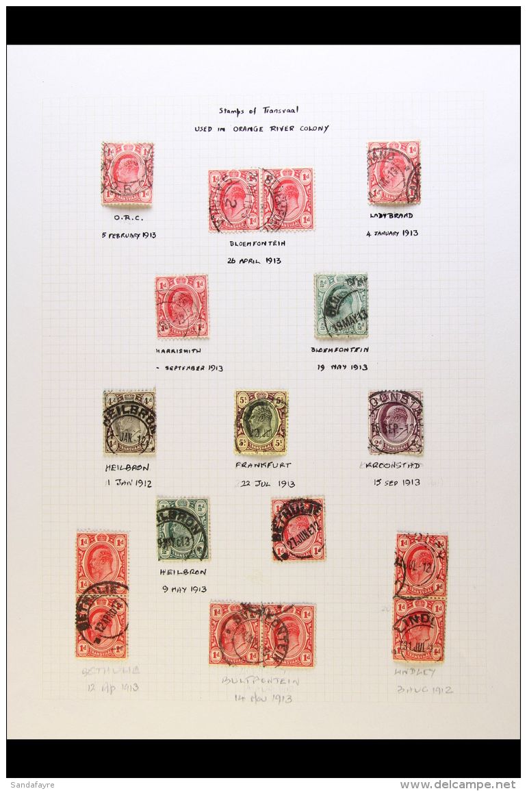 1910-13 INTERPROVINCIALS A Delightful Selection Of Transvaal KEVII Issues To 5s Used In The Orange River Colony... - Sin Clasificación