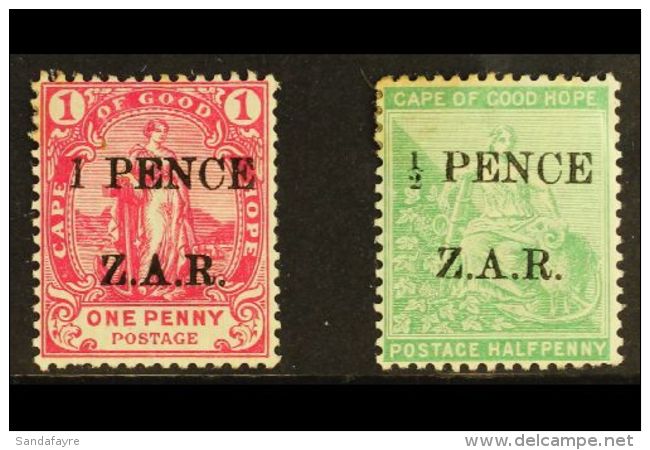 VRYBURG 1899 &frac12;d Green And 1d Rose Ovptd "ZAR", SG 1, 2, Good To Fine Mint, Some Tone Spots On &frac12;d. (2... - Ohne Zuordnung