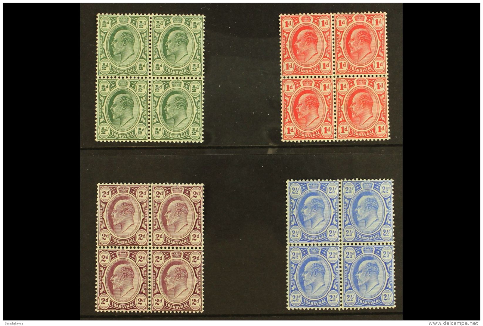 TRANSVAAL 1905-09 KEVII Set, SG 273/76, In Very Fine Mint BLOCKS OF FOUR, At Least Two Stamps In Each Block Never... - Sin Clasificación