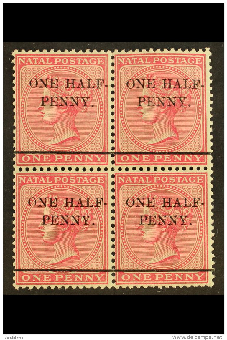 NATAL 1885 &frac12;d On 1d Rose Surcharge, SG 104, Very Fine Mint (two Stamps Never Hinged) BLOCK Of 4, Fresh. (4... - Non Classés