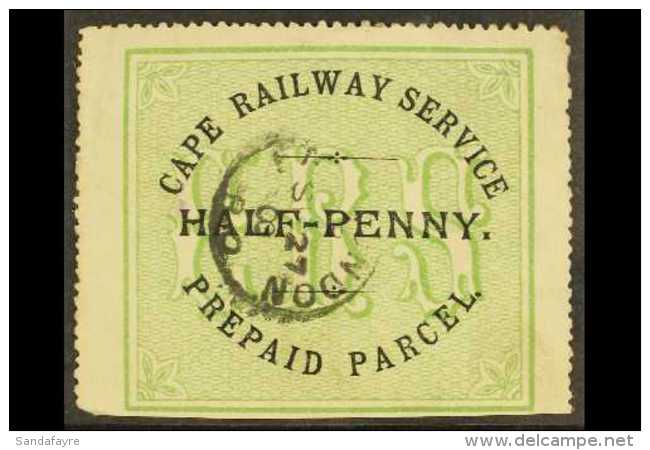 CAPE CAPE RAILWAY SERVICE 1882 &frac12;d Black &amp; Green Local Railway Stamp, Used, Small Corner Crease, Scarce.... - Non Classés
