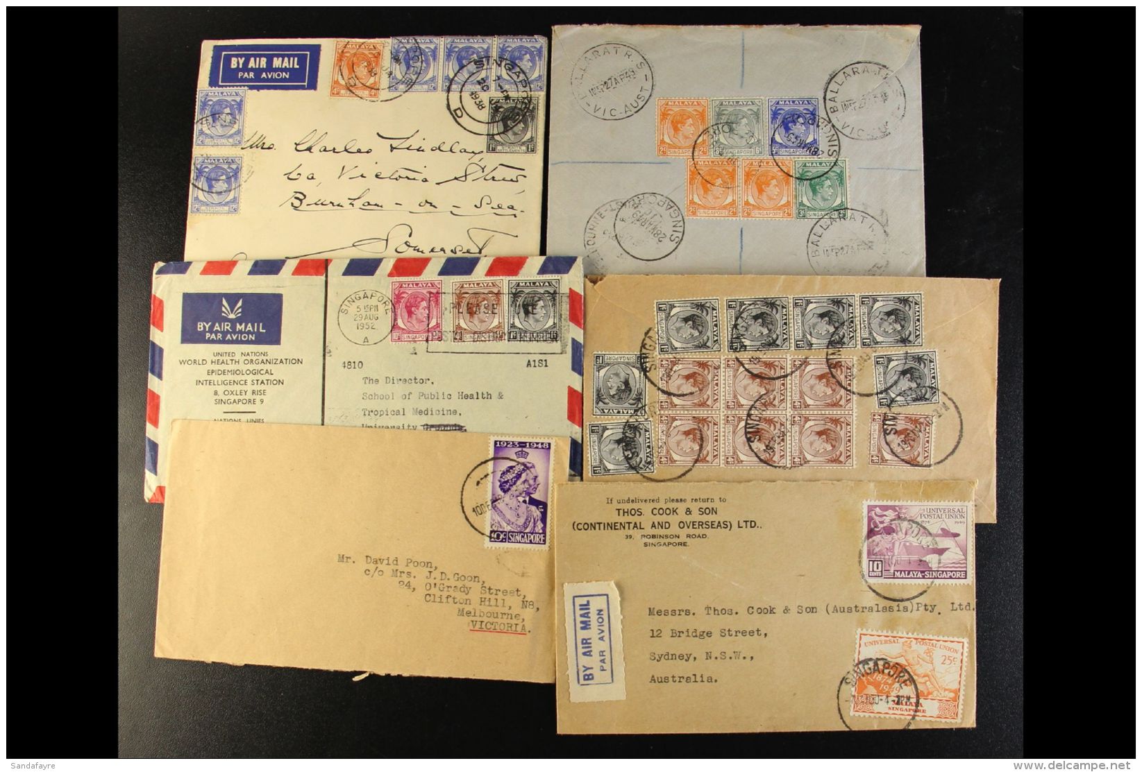 POSTAL HISTORY Thick Pile Of Covers &amp; Postcards, Mostly Airmail Covers From KGVI &amp; Early QEII Period, We... - Singapur (...-1959)