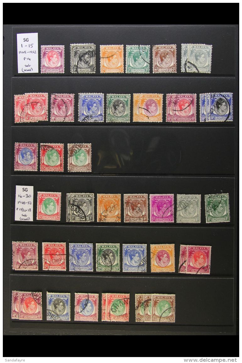 1948-1980 MOSTLY FINE USED (plus A Few Fresh Mint) Ranges On Stockleaves. Note 1948 Perf 14 And Perf 17&frac12;x18... - Singapur (...-1959)