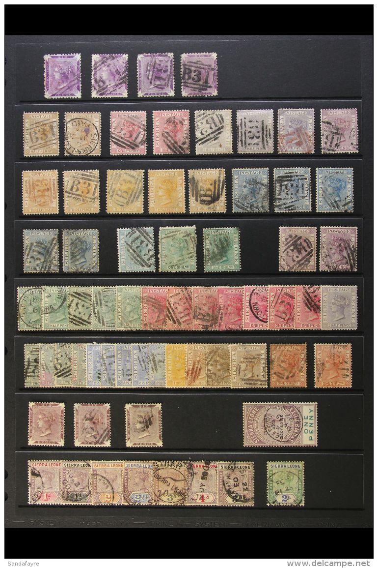 QUEEN VICTORIA USED ASSEMBLY 1859-97 Good To Fine Used Range With Shade And Postmark Interest, Includes 1872-73... - Sierra Leone (...-1960)
