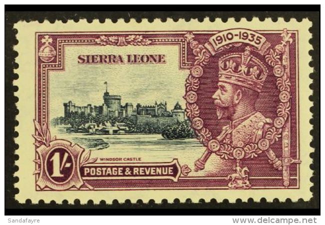 1935 Silver Jubilee 1s Slate And Purple With "Lightning Conductor" Variety, SG 184c, Very Fine Mint. For More... - Sierra Leone (...-1960)