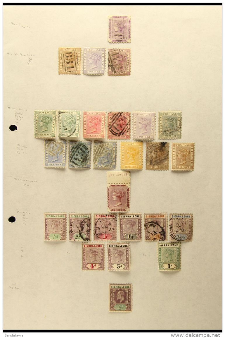 1874-1968 MINT &amp; USED COLLECTION On Leaves, Inc 1876 &frac12;d Used &amp; 1&frac12;d Mint, 1896-97 To 1s Mint,... - Sierra Leone (...-1960)