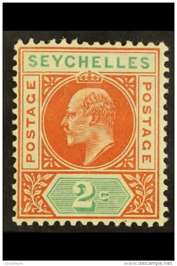 1906 2c Chestnut And Green, Dented Frame, SG 60a, Very Fine Mint. For More Images, Please Visit... - Seychelles (...-1976)