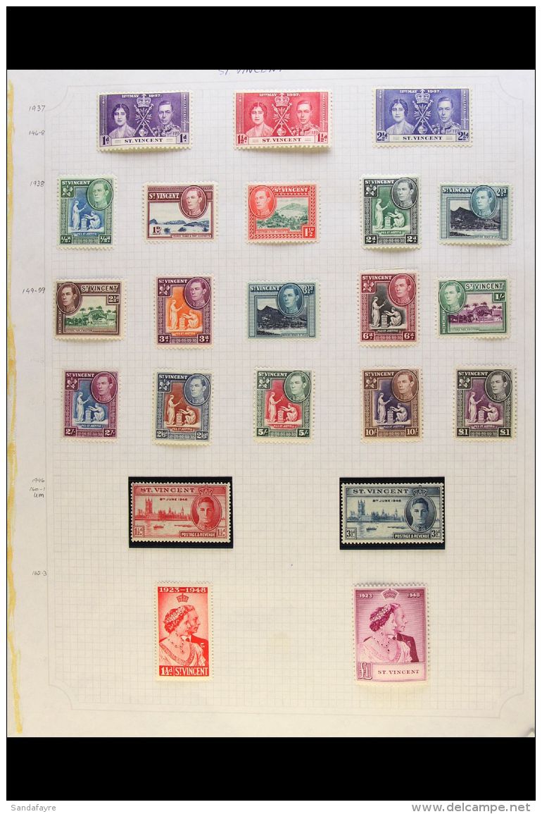 1937-65 FINE MINT COLLECTION On Pages, With KGVI Complete, 1955-63 Set Never Hinged Etc. (105 Stamps) For More... - St.Vincent (...-1979)