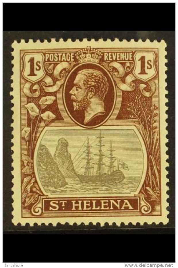 1922-37 1s Grey &amp; Brown BROKEN MAINMAST Variety, SG 106a, Very Fine Mint, Fresh. For More Images, Please Visit... - Isla Sta Helena