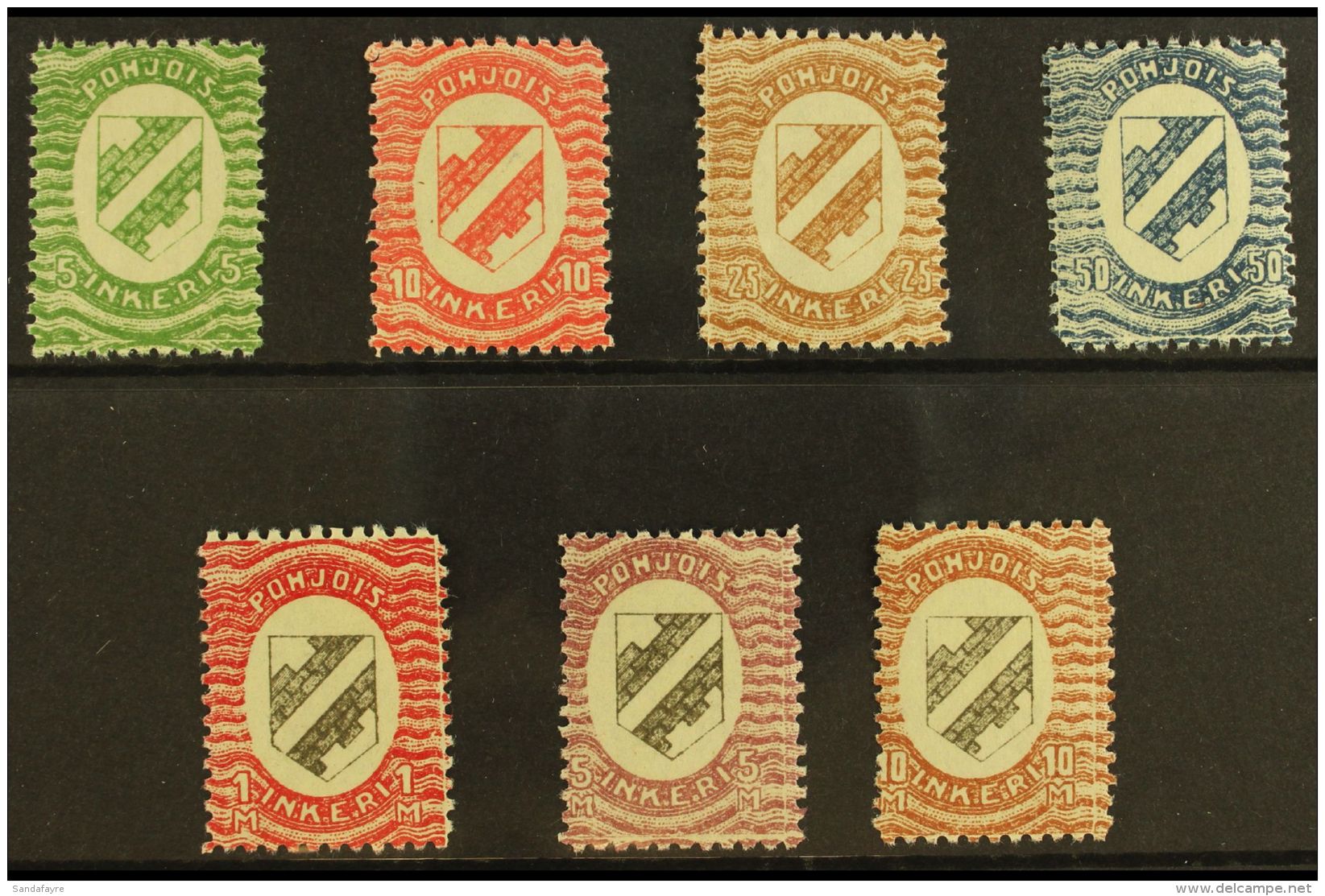 NORTH INGERMANLAND 1920 "Shield" Perf 11&frac12; Complete Set, SG 1/7, Very Lightly Hinged Mint (7 Stamps) For... - Otros & Sin Clasificación