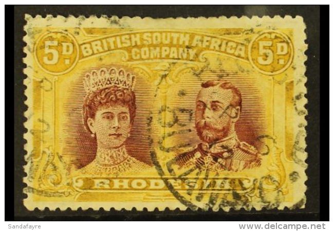 1910-13 5d Purple-brown And Ochre "Double Head", Perf 14, SG 141ab, Used, Few Short Perfs. For More Images, Please... - Otros & Sin Clasificación