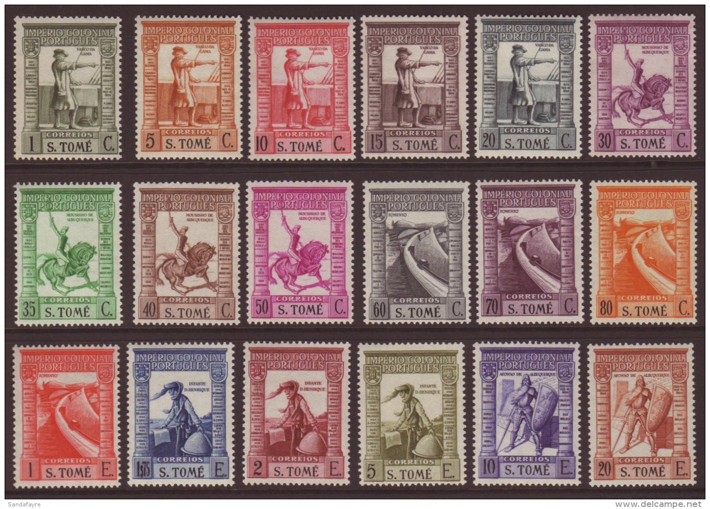 ST TOME E PRINCIPE 1938 "Imperio" Complete Postage Set Inscribed "S.TOME", SG 344/361, Never Hinged Mint. (18... - Otros & Sin Clasificación